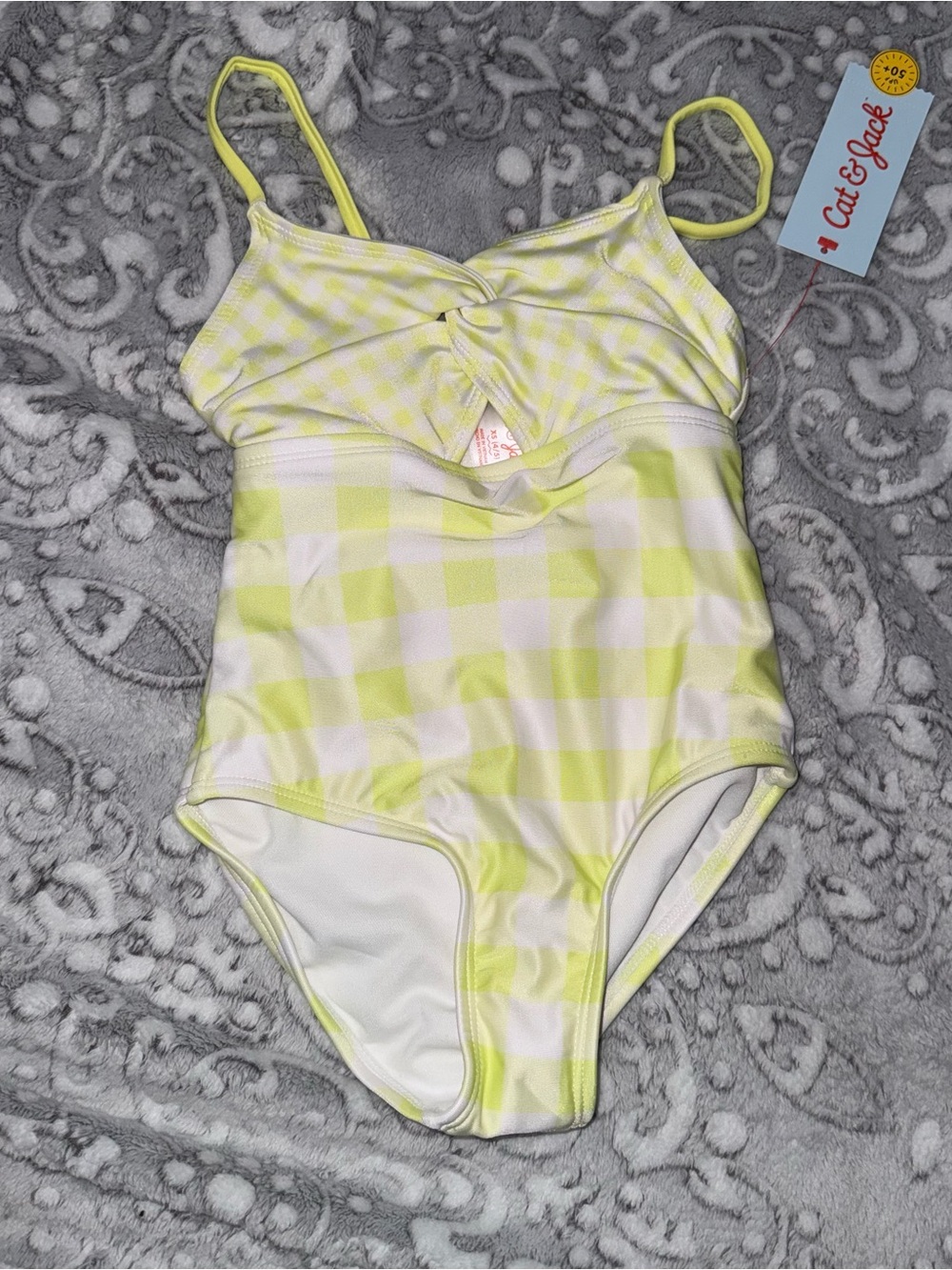 Cat & Jack Girls Yellow Gingham One Piece Swimsuit NWT Multiple Sizes